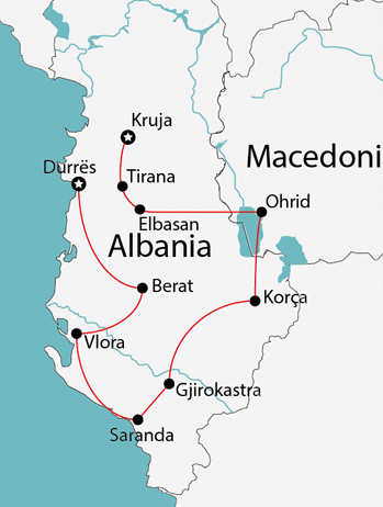 Albania to Macedonia Map