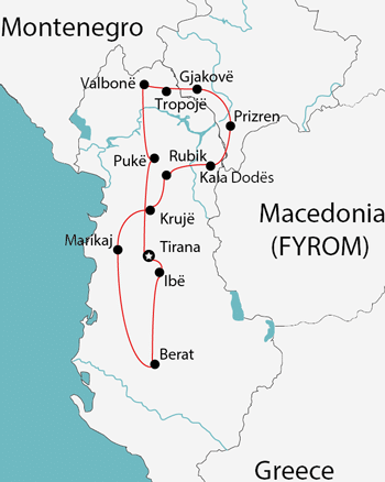 tour of albania kosovo map